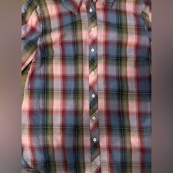Talbots Metallic Thread Plaid Button-Down Shirt – Size Small - Picture 4 of 6